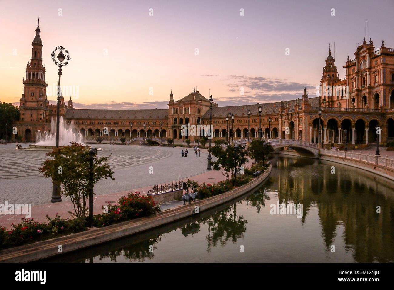 View from Plaza de España, a picturesque plaza in the city of Seville, Spain Stock Photo