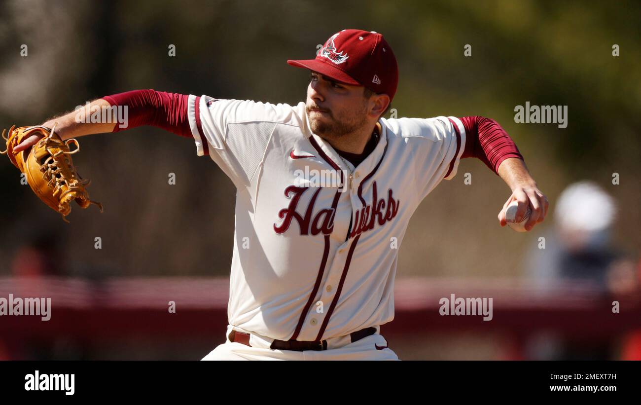 St joseph s pitcher luke zimmerman throws against uconn during an ncaa