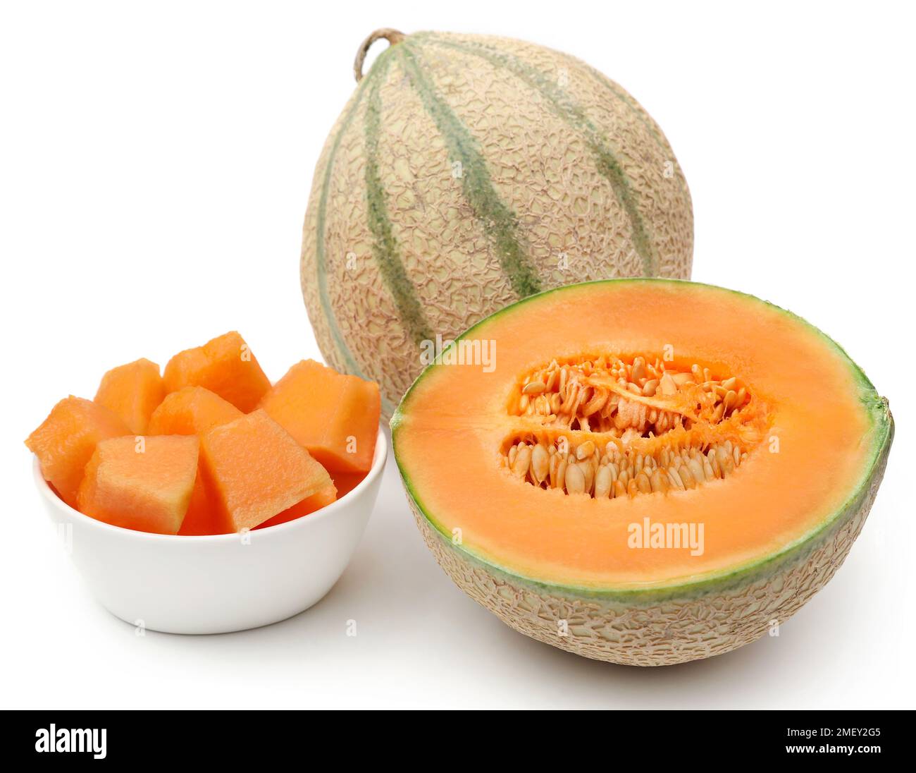 Cantaloupe or rockmelon over white background Stock Photo Alamy
