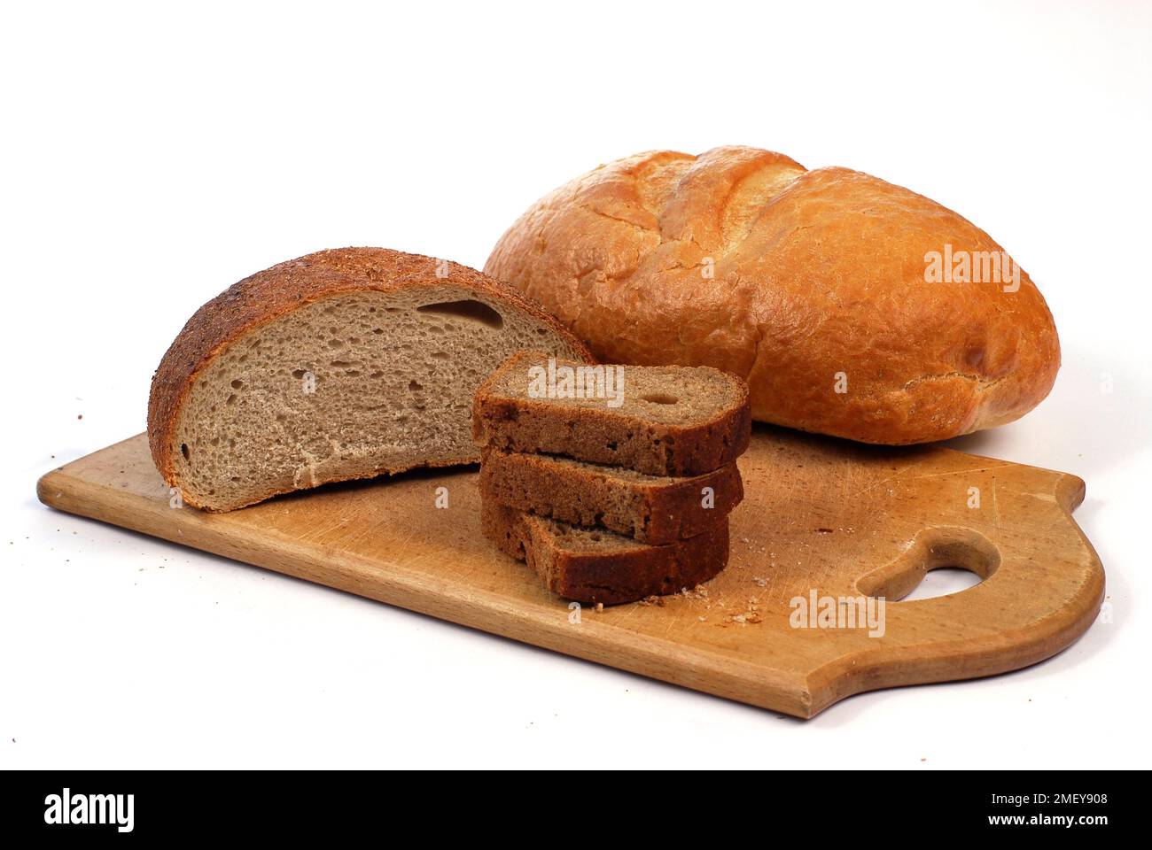 assorted breads isolated on a white background Stock Photo - Alamy