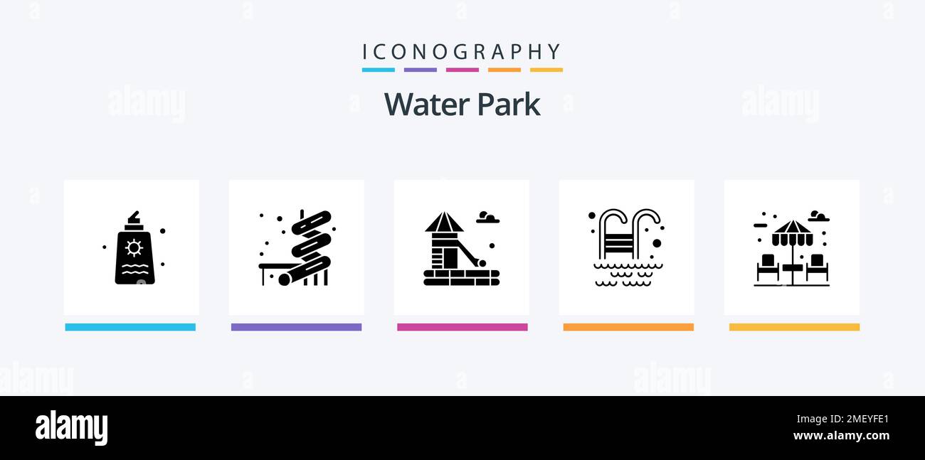 Water Park Glyph 5 Icon Pack Including . swimming pool. water. Creative