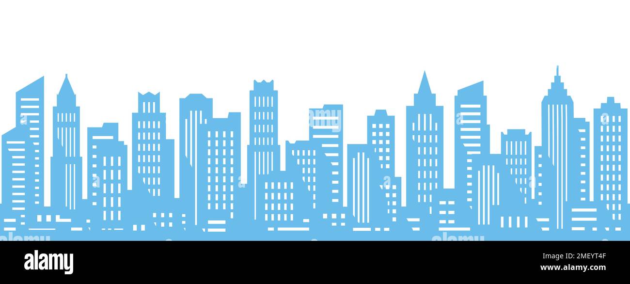 City skyline silhouette seamless. Downtown landscape with high skyscrapers. Panorama architecture buildings. Urban life Stock Vector