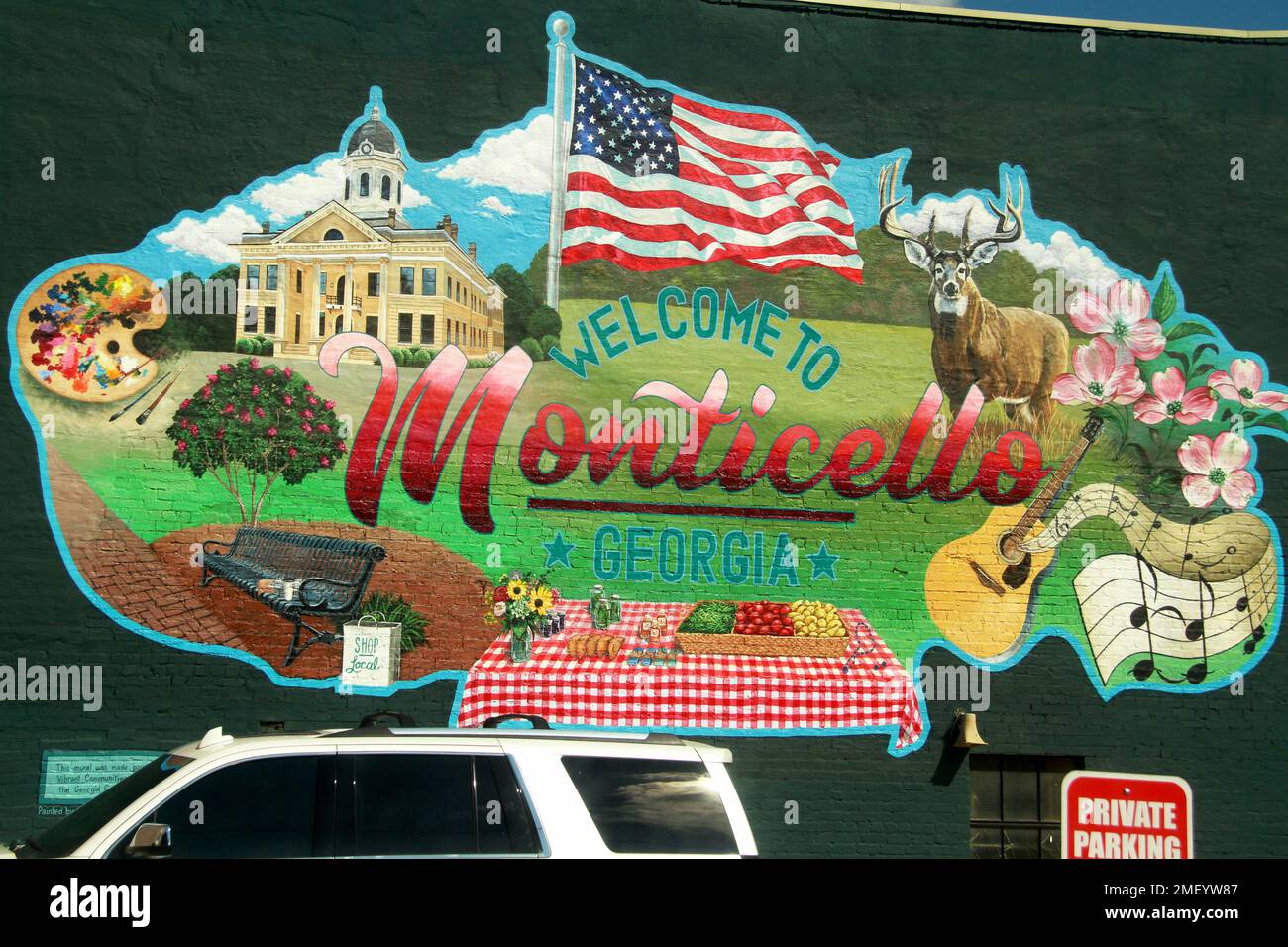 Touristic mural in downtown Monticello, GA, USA Stock Photo Alamy