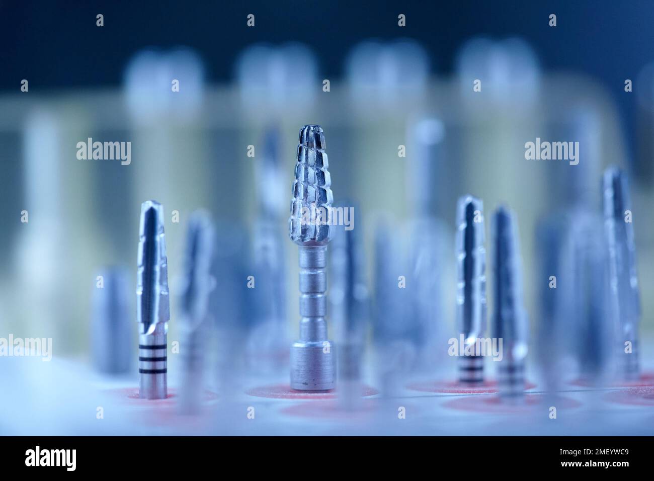 Rotary Dentistry Tools. Dental tools, tongs of various shapes. drill