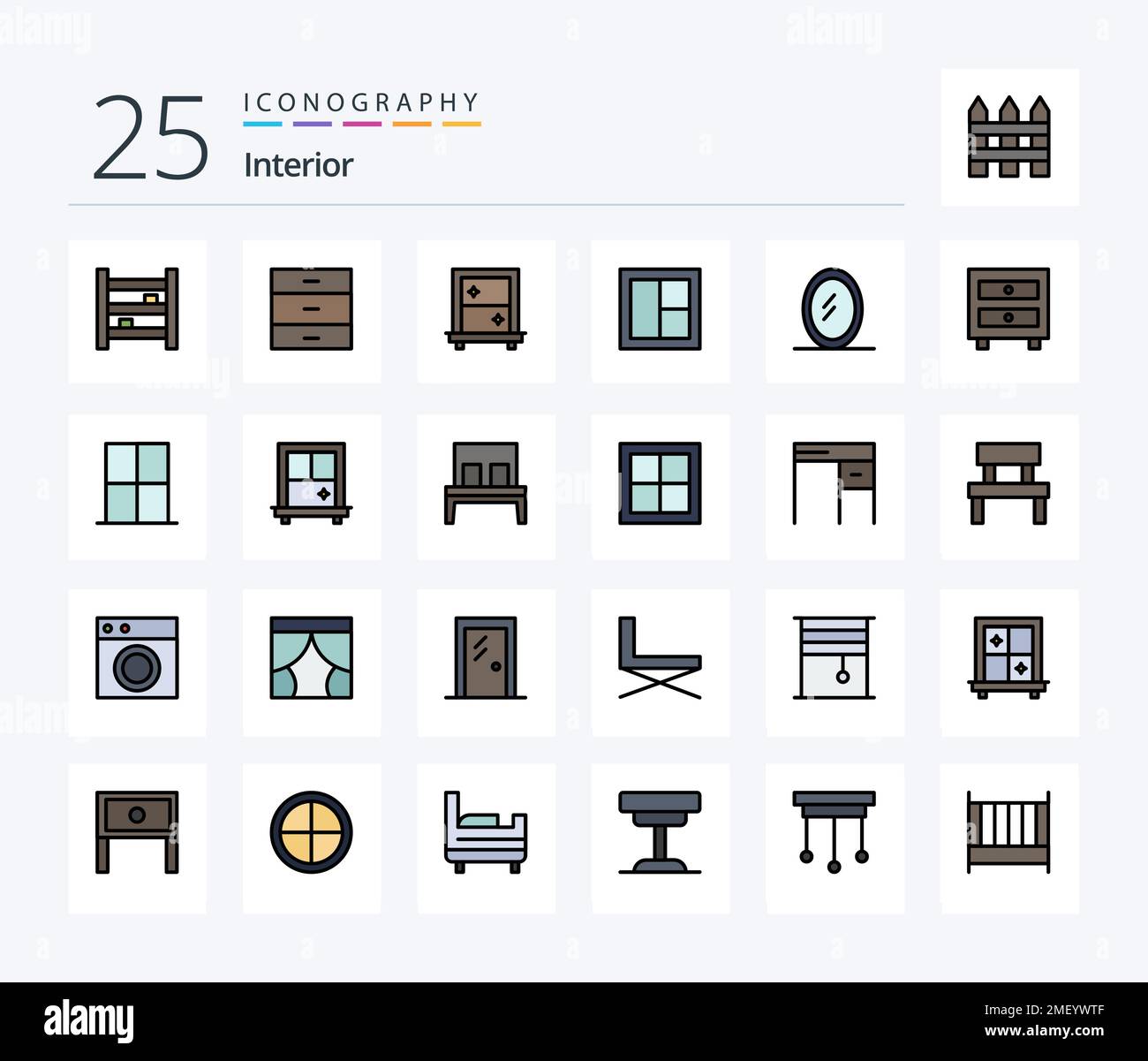 Interior 25 Line Filled icon pack including interior. window. interior ...