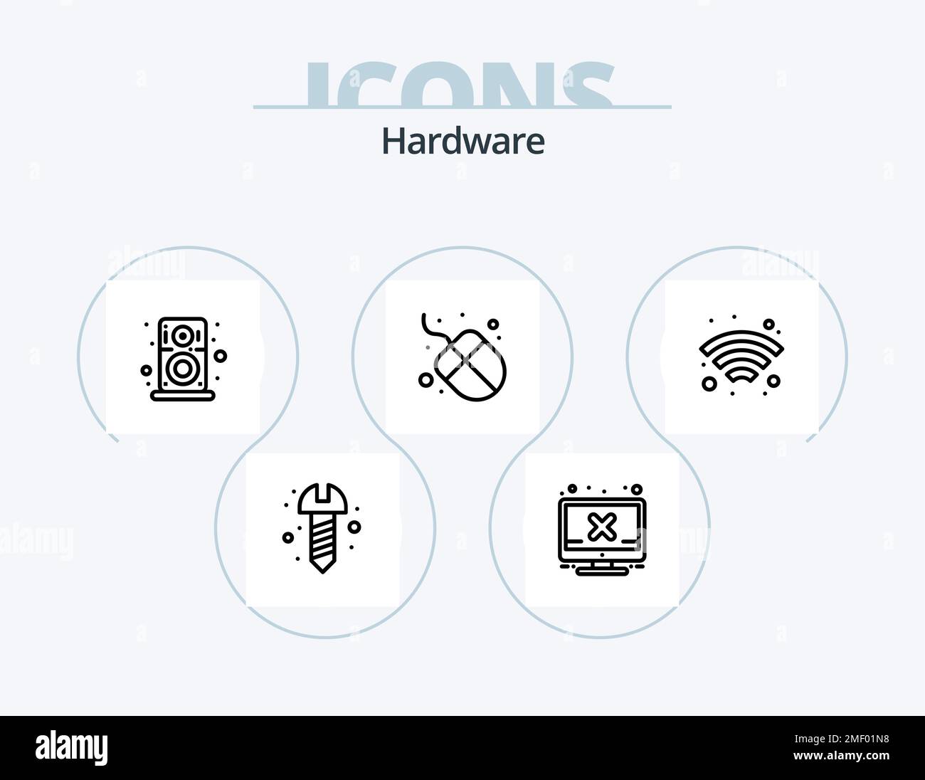 Hardware Line Icon Pack 5 Icon Design. . hardware. vga. socket. electric Stock Vector