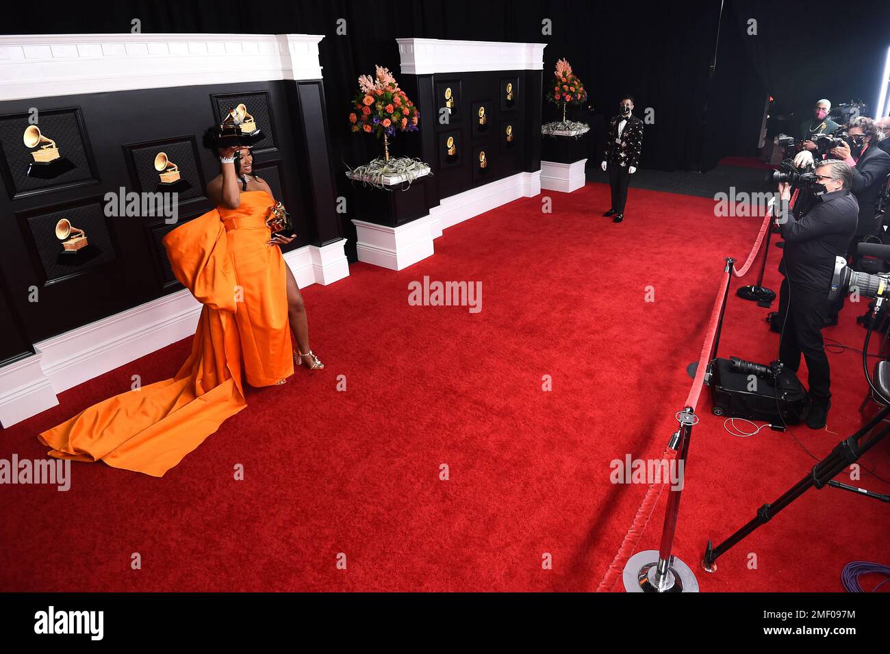 Megan Thee Stallion arrives at the 63rd annual Grammy Awards at the Los ...