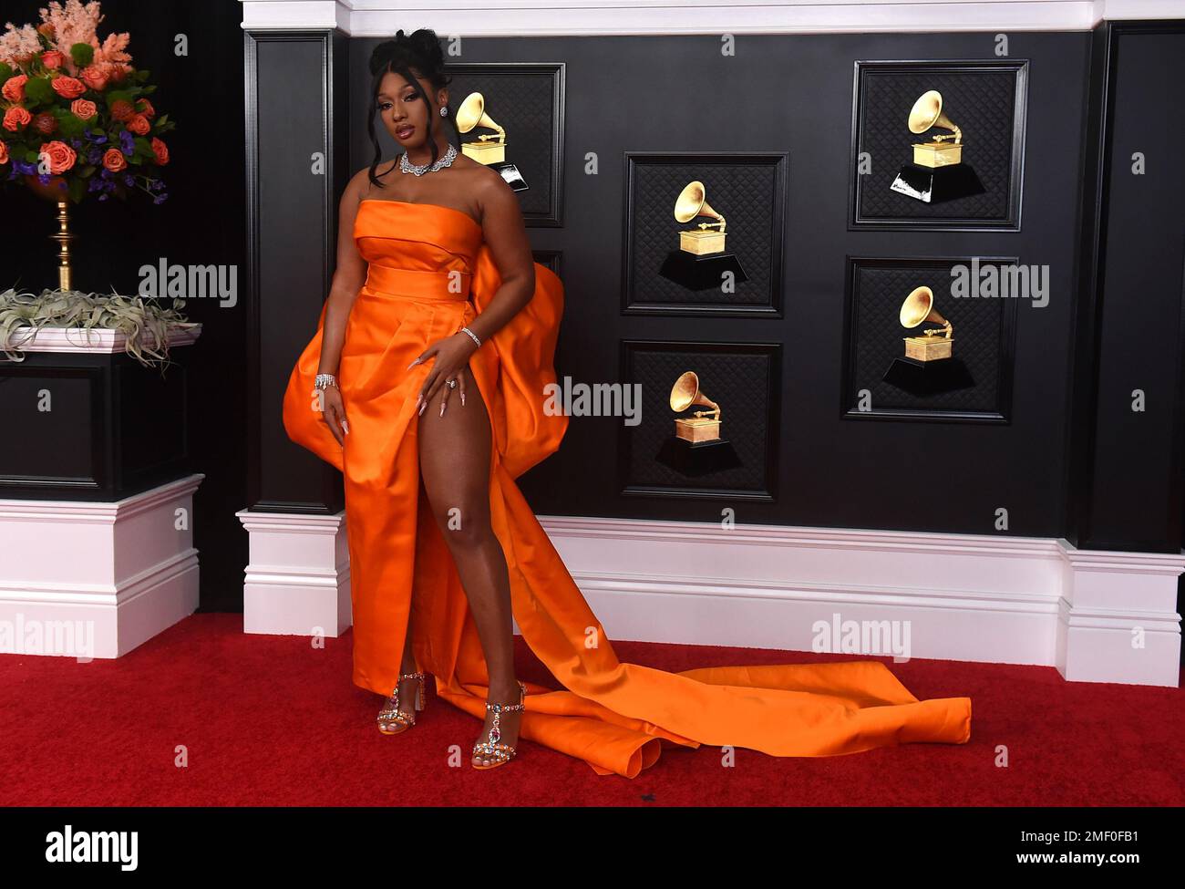 Megan Thee Stallion arrives at the 63rd annual Grammy Awards at the Los ...