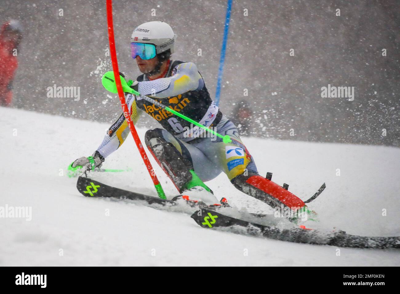 Norway's Sebastian Foss Solevaag competes during an alpine ski, World Cup  men's slalom in Kranjska Gora, Slovenia, Sunday, March 14, 2021. (AP  Photo/Marco Trovati Stock Photo - Alamy
