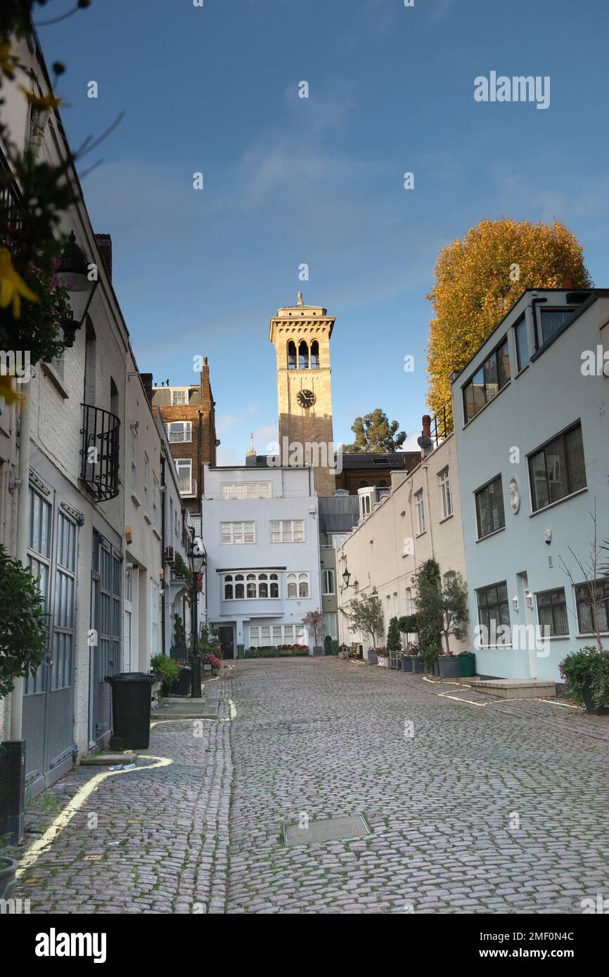 Ennismore Mews a Pretty narrow Mews with cobbled street in Westminister London England Stock Photo