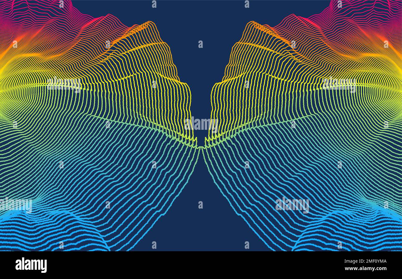 Wave background. Abstract vector illustration. 3d technology style. Network design with particle. Stock Vector