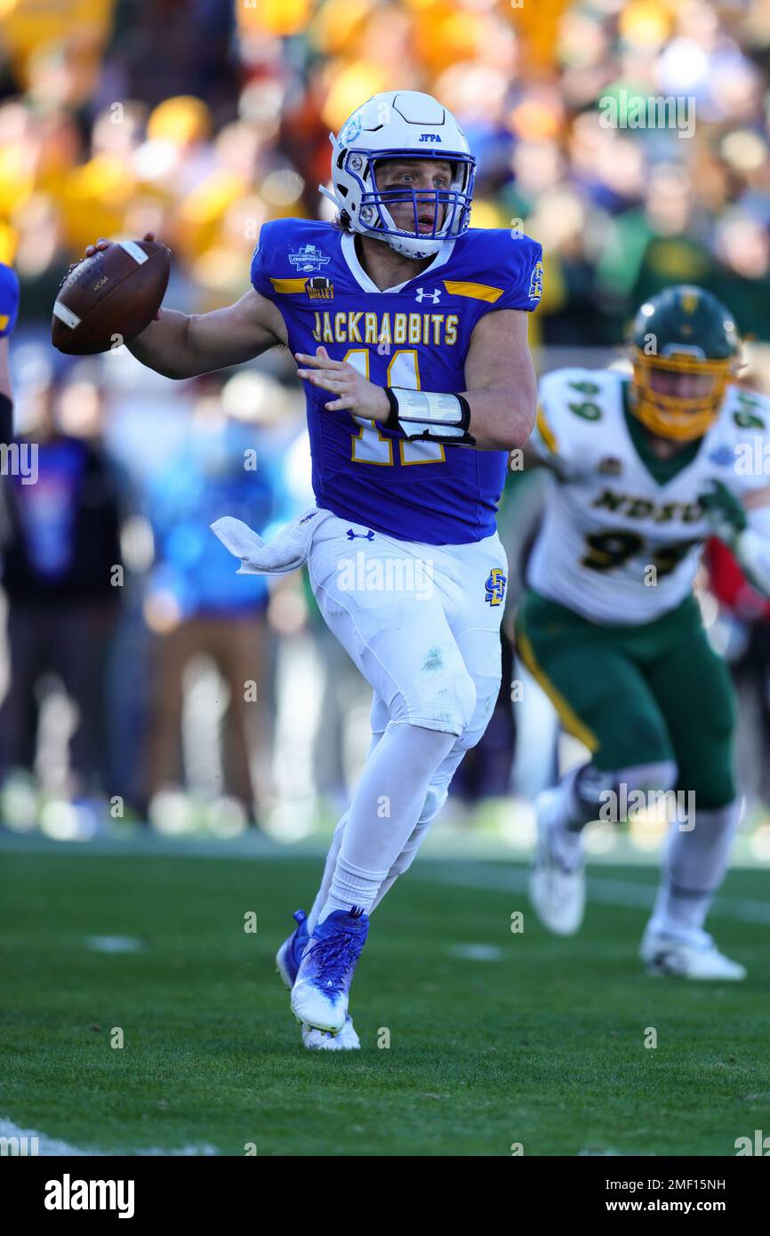 South Dakota State Jackrabbits quarterback Mark Gronowski (11) rolls