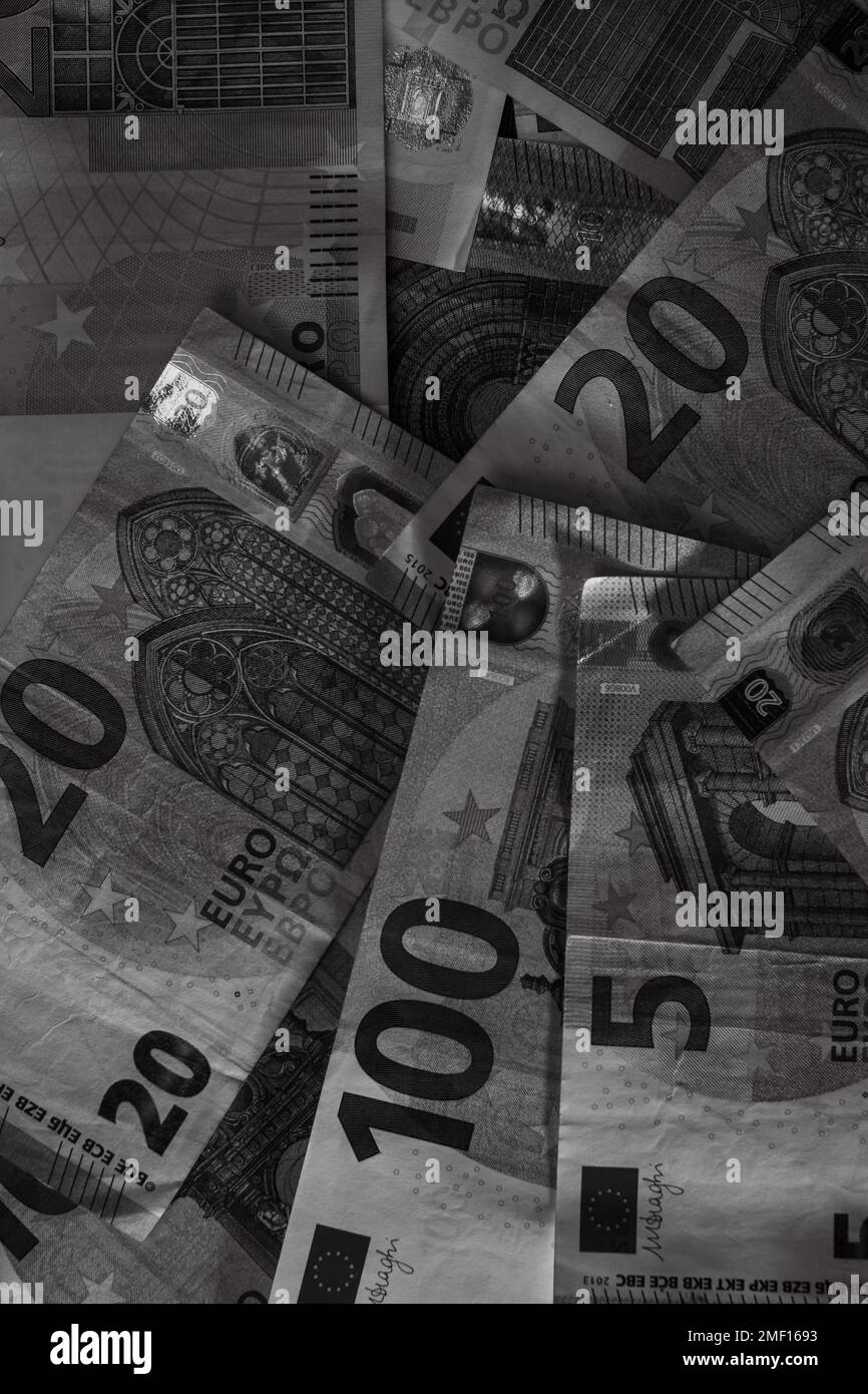 Close up of money euro banknotes, background of money euro isolated ...