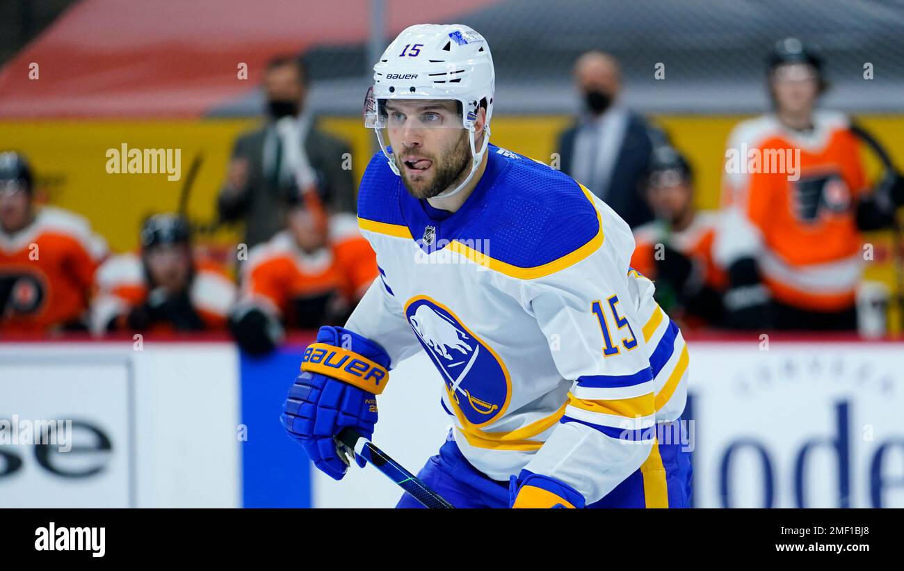 Buffalo Sabres' Riley Sheahan plays during an NHL hockey game against ...