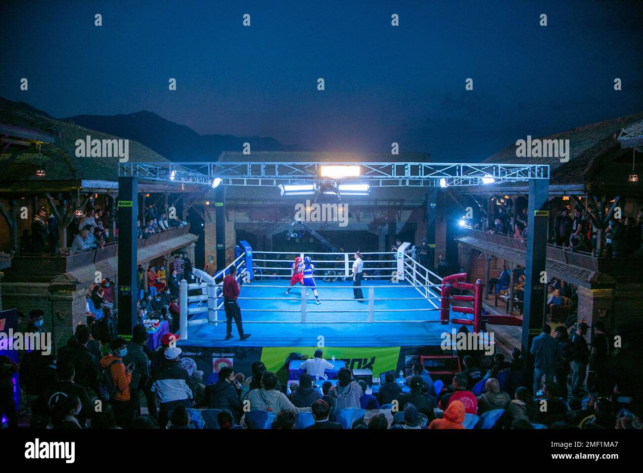 Nepalese women boxers participate in a boxing match organized to mark
