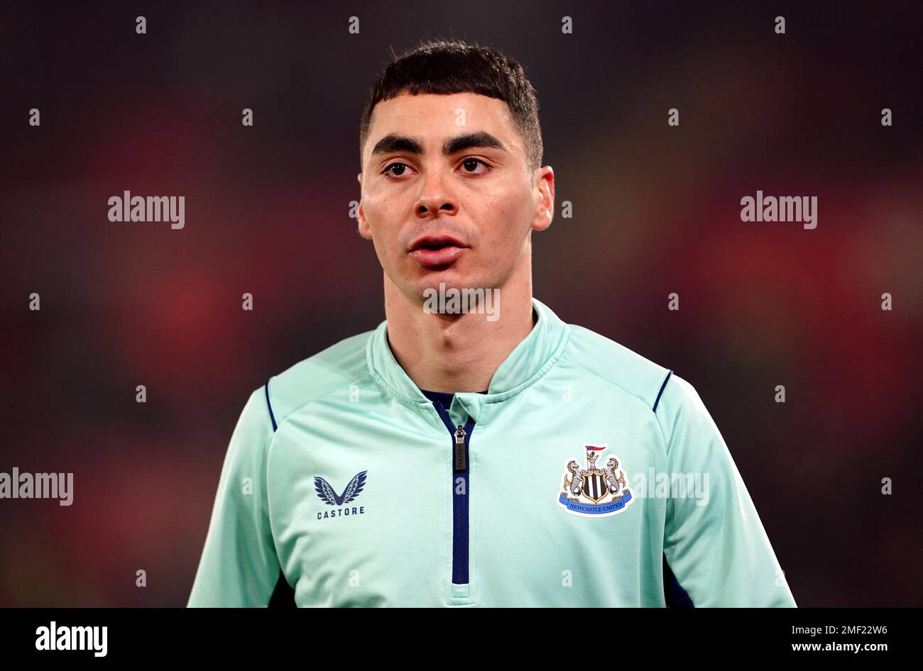 Newcastle United's Miguel Almiron warms up before the Carabao Cup semi