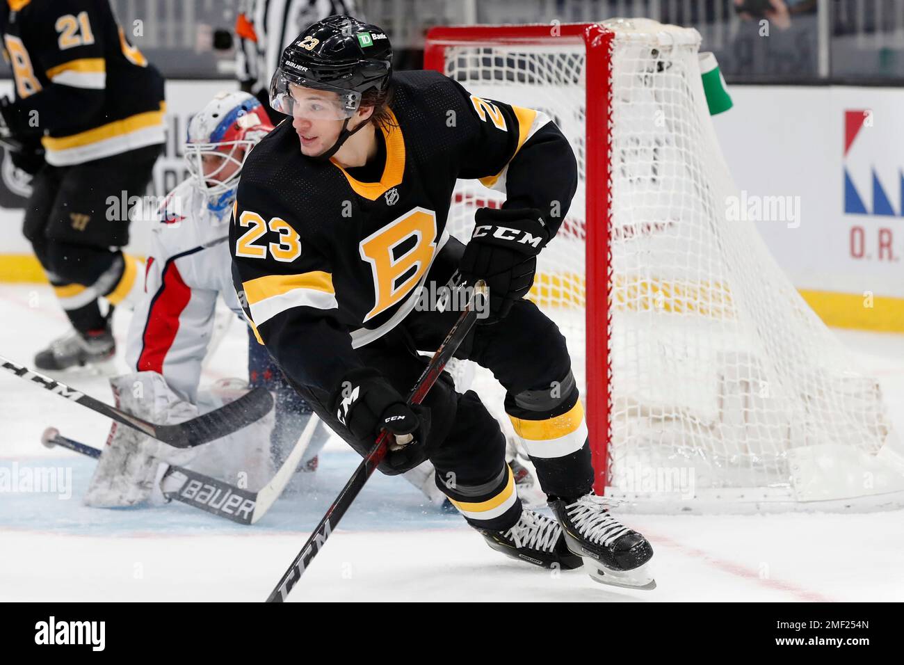 Boston Bruins' Jack Studnicka plays against the New Jersey Devils during  the third period of a preseason NHL hockey game, Saturday, Oct. 8, 2022, in  Boston. (AP Photo/Michael Dwyer Stock Photo - Alamy