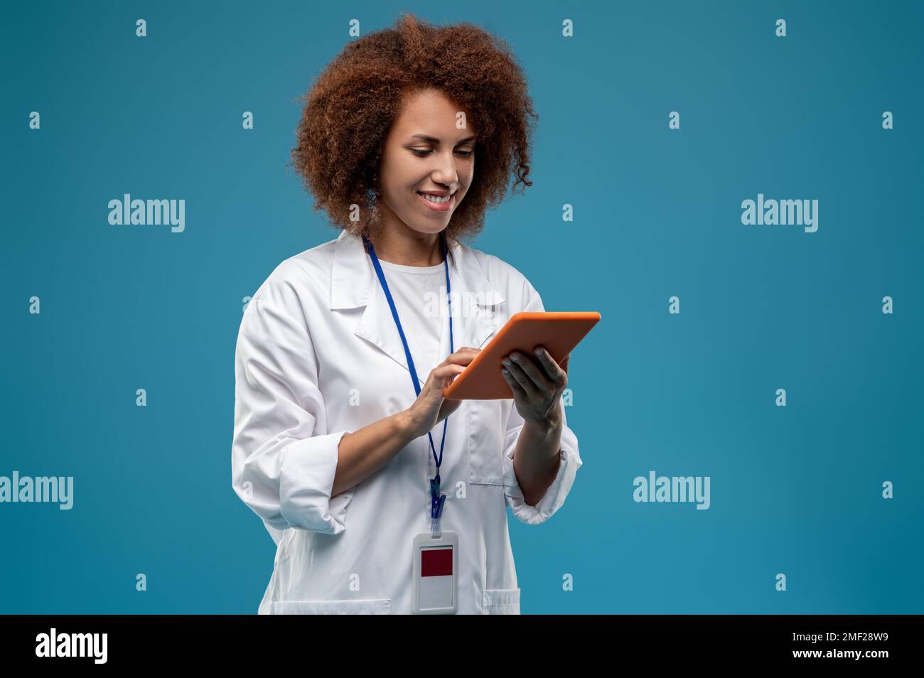 Young female doctor having an online appointment with the patient Stock ...