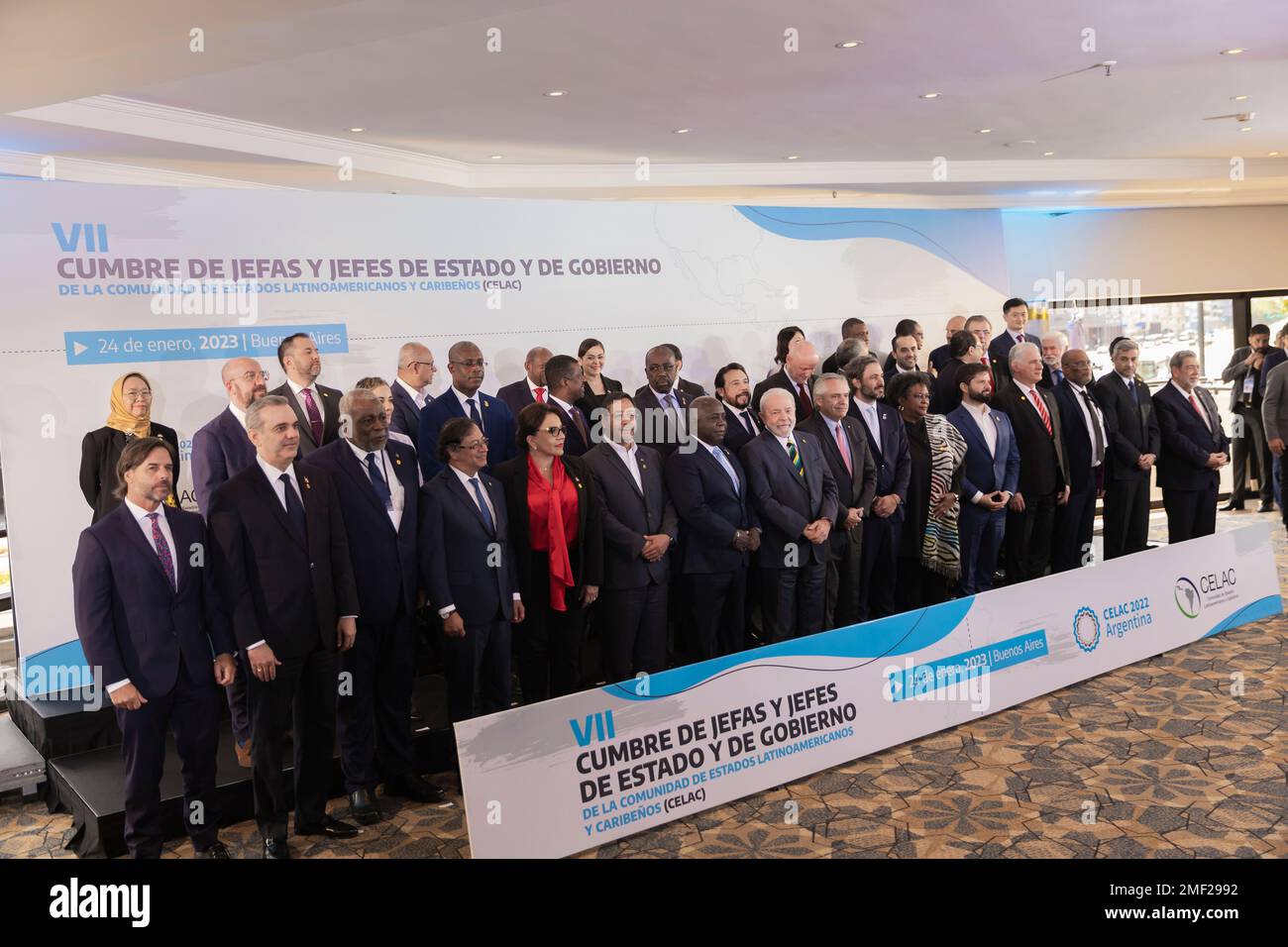 Buenos Aires, Argentina, 24th January 2023. The Summit of Heads of State and Government of the Community of Latin American and Caribbean States (CELAC, in its Spanish acronym) was held. (Credit: Esteban Osorio/Alamy Live News) Stock Photo