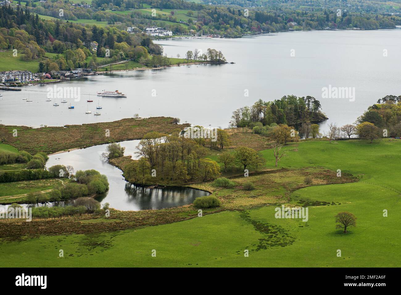 Windermere Boats on Lake near Waterhead, Ambleside. Lake District, UK