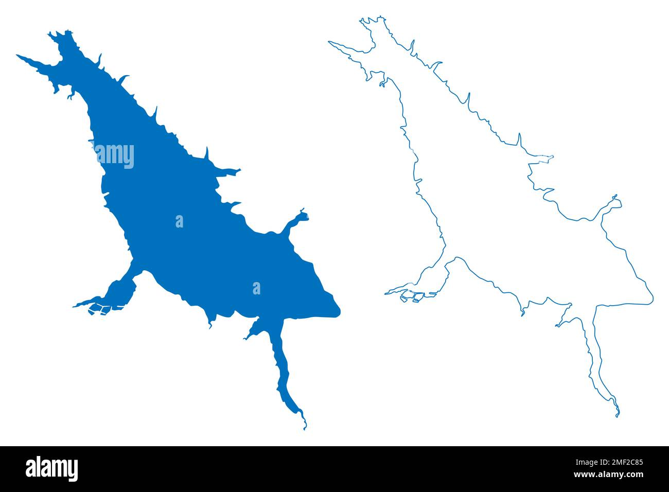 Lake Iskar Reservoir (Republic of Bulgaria) map vector illustration ...