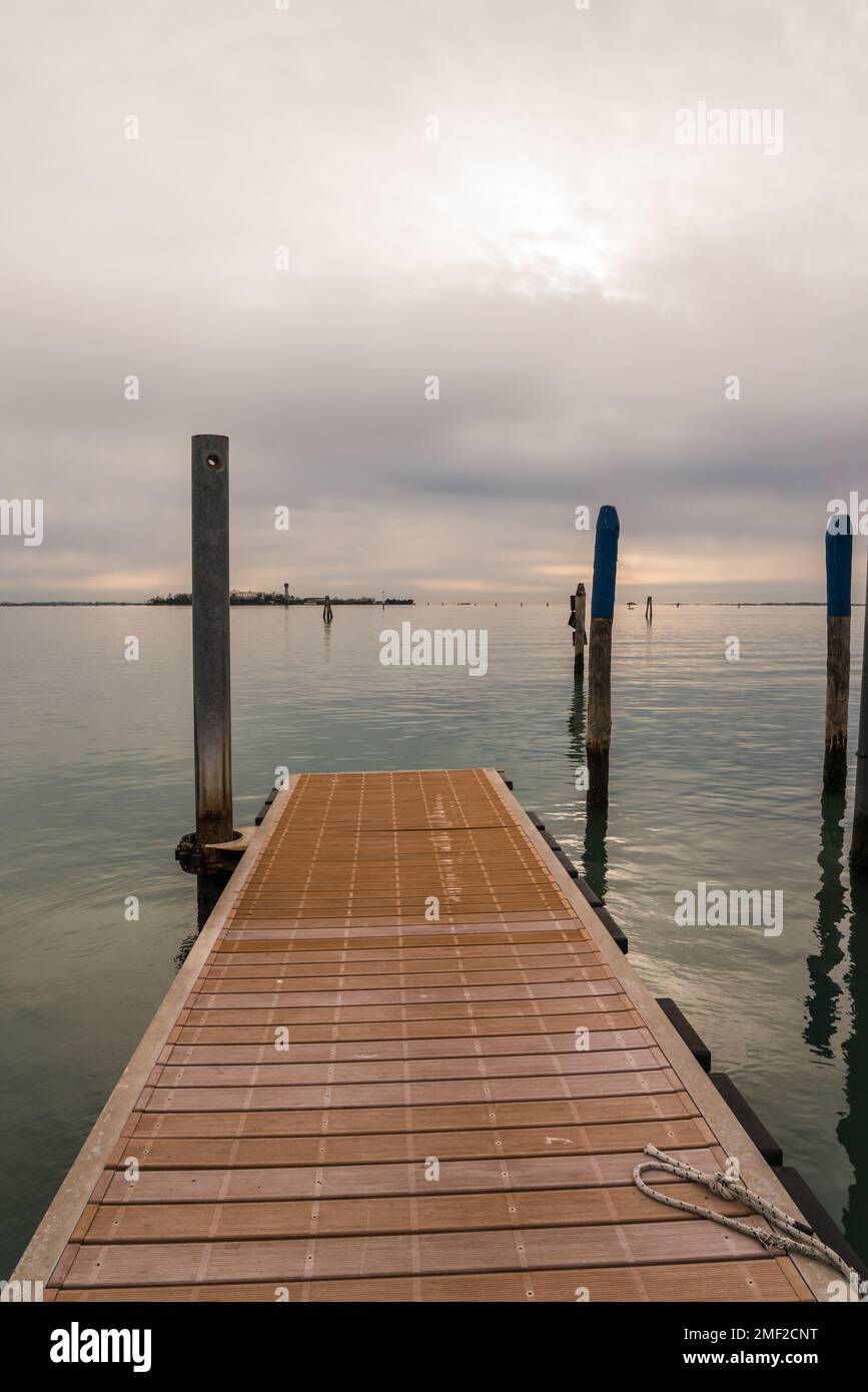 Wood Deck going into the lagoon in Venice, Italy Stock Photo - Alamy