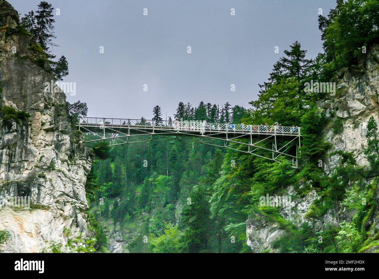 Picture of the Marien bridge near Neuschwanstein Castle during the day from below Stock Photo