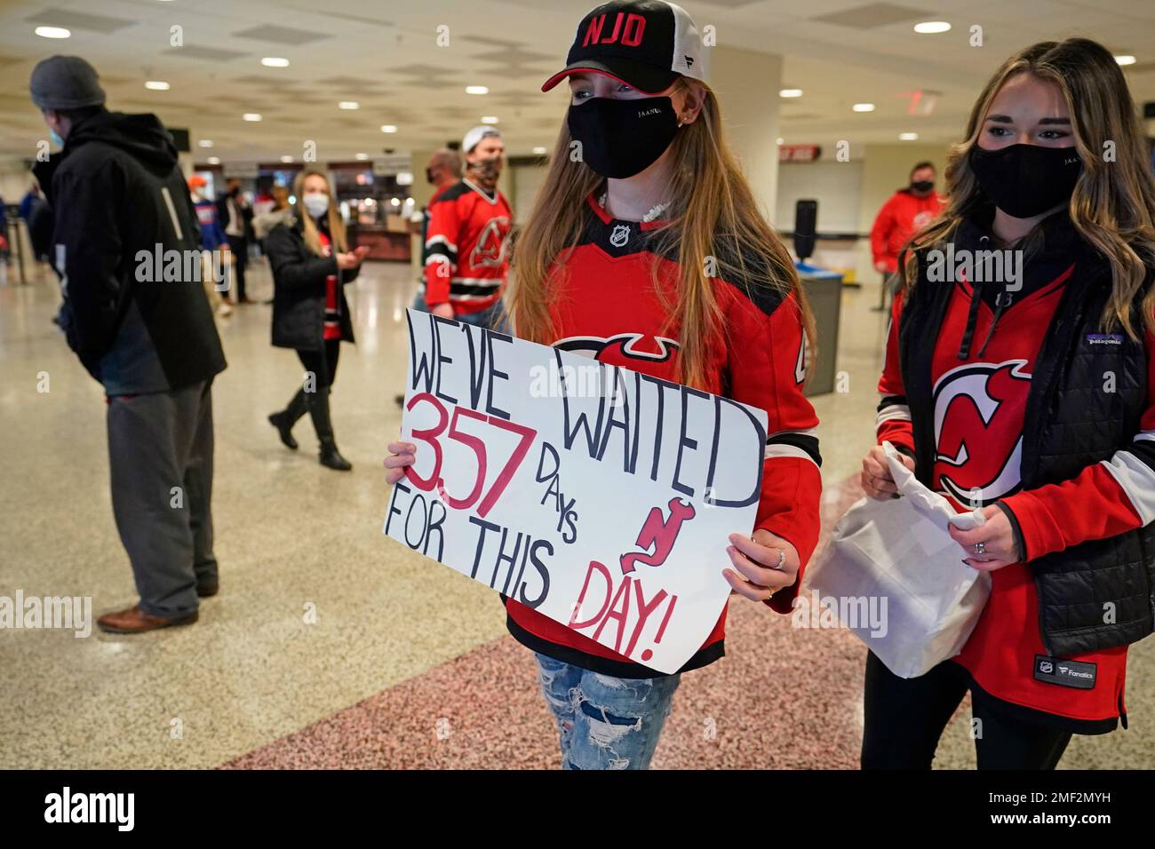 June 02 2012: New Jersey Devils' fans wait in line to enter Game 2 of the  2012 Stanley Cup Finals at the Prudential Center in Newark, New Jersey  between the New Jersey