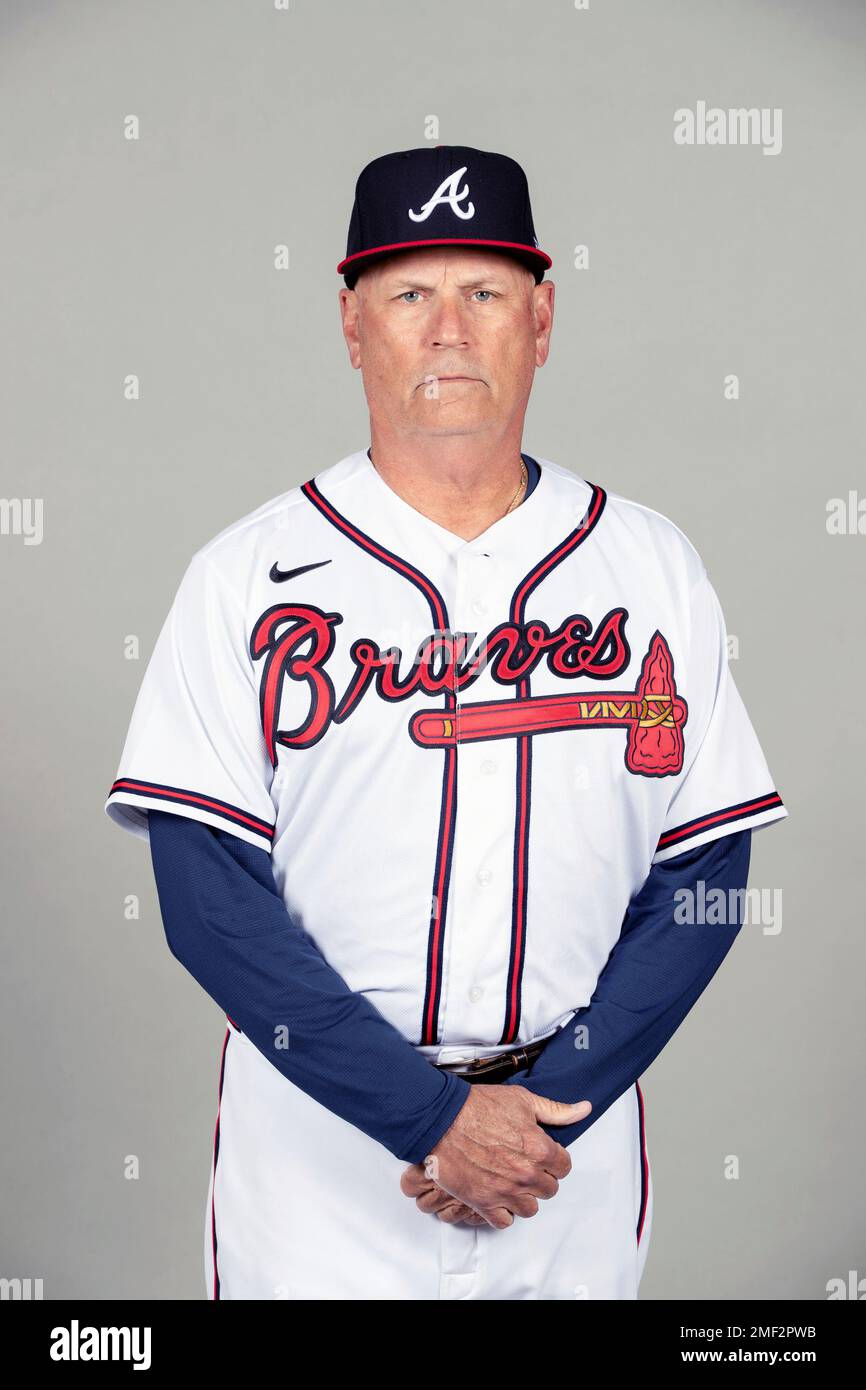 This is a 2021 photo of Brian Snitker of the Atlanta Braves baseball team.  This image reflects the Atlanta Braves active roster as of Friday, Feb. 26,  2021 when this image was