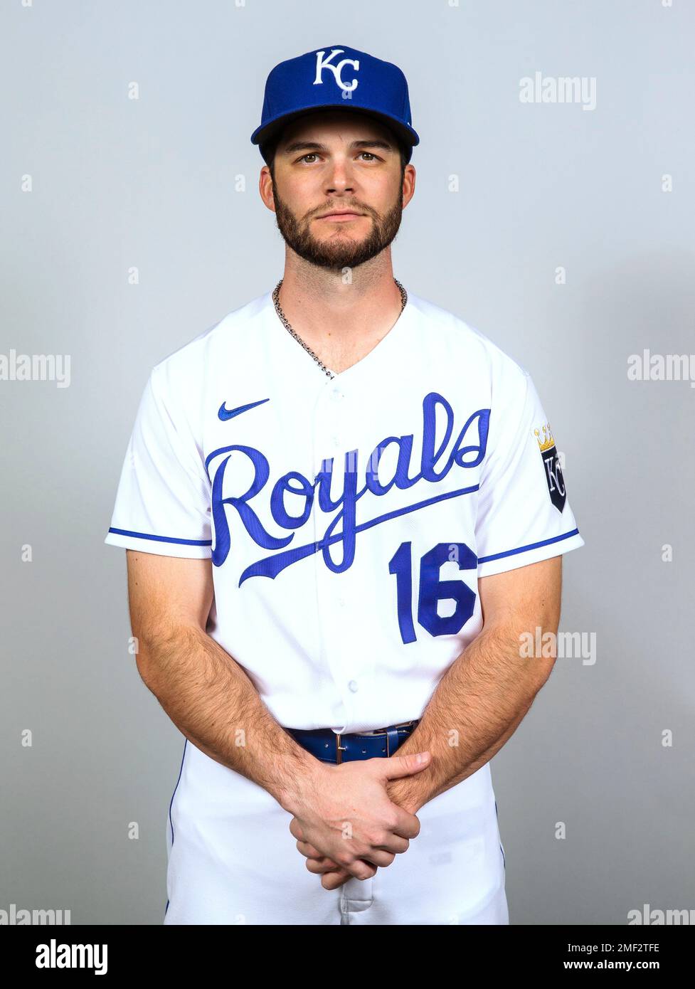 This is a 2021 photo of Andrew Benintendi of the Kansas City Royals  baseball team. This image reflects the Kansas City Royals active roster as  of Wednesday, Feb. 24, 2021 when this