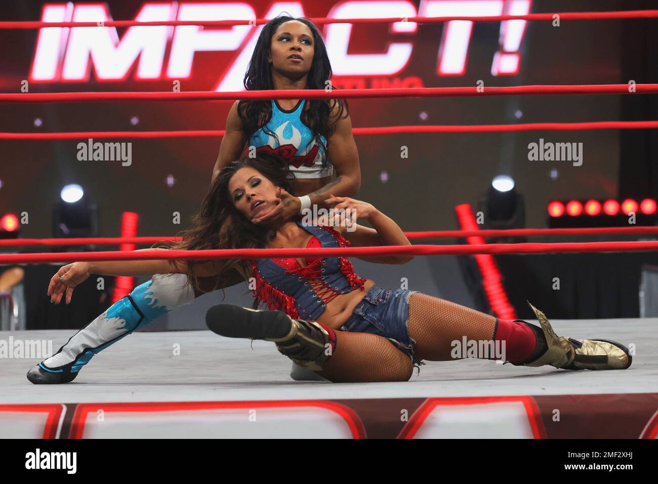 Pembroke Pines, United States. 09th Dec, 2022. Tasha Steelz grabs Mickie  James by the head at the IMPACT Wrestling Winter Warfare at the Charles F.  Dodge City Center on December 9, 2022