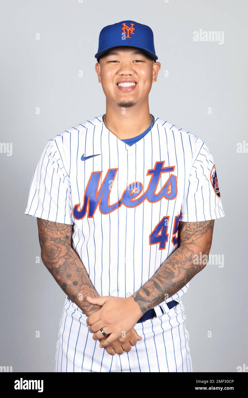 This is a 2021 photo of Jordan Yamamoto of the New York Mets baseball team.  This image reflects the New York Mets active roster as of Thursday, Feb.  25, 2021 when this