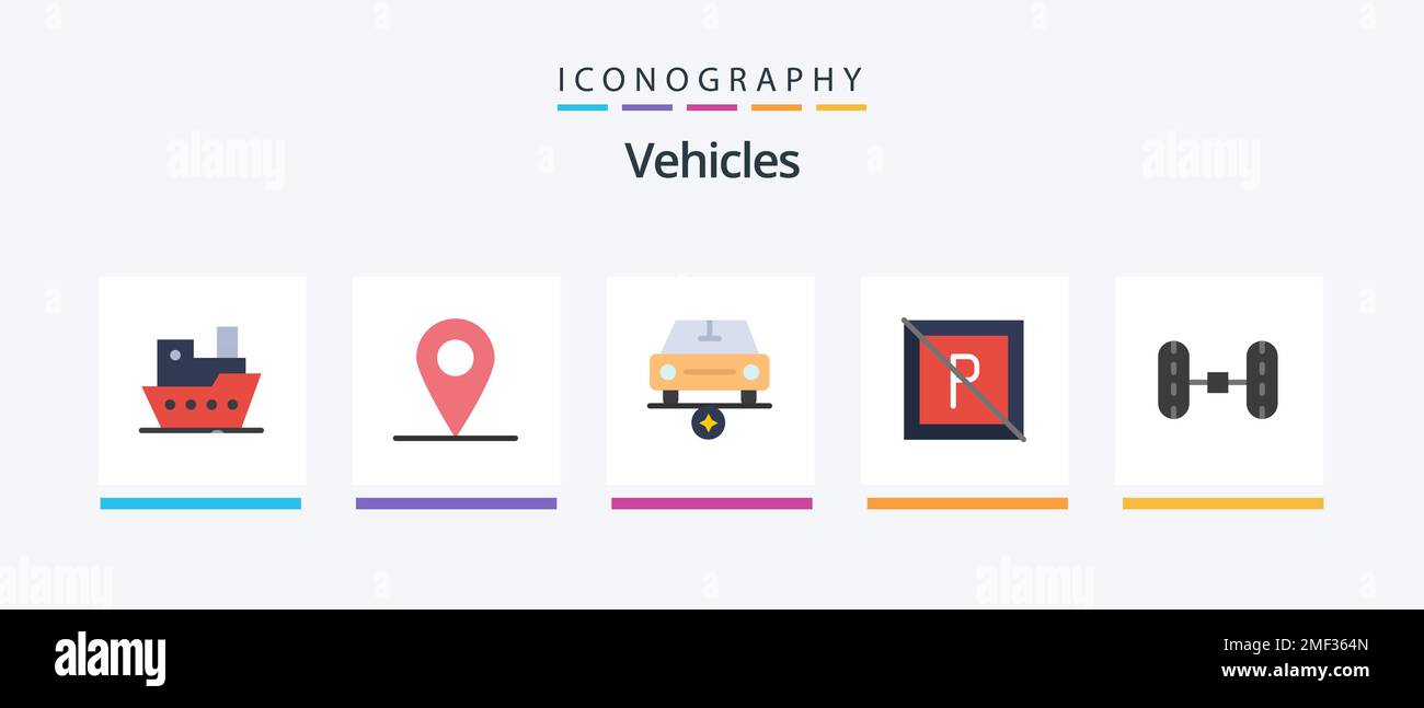 Vehicles Flat 5 Icon Pack Including . van. star. wheel alignment