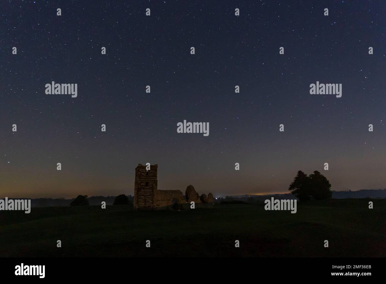 Knowlton Church, Nr Wimborne, Dorset UK. 24th January 2023. UK weather Stars in the night sky
