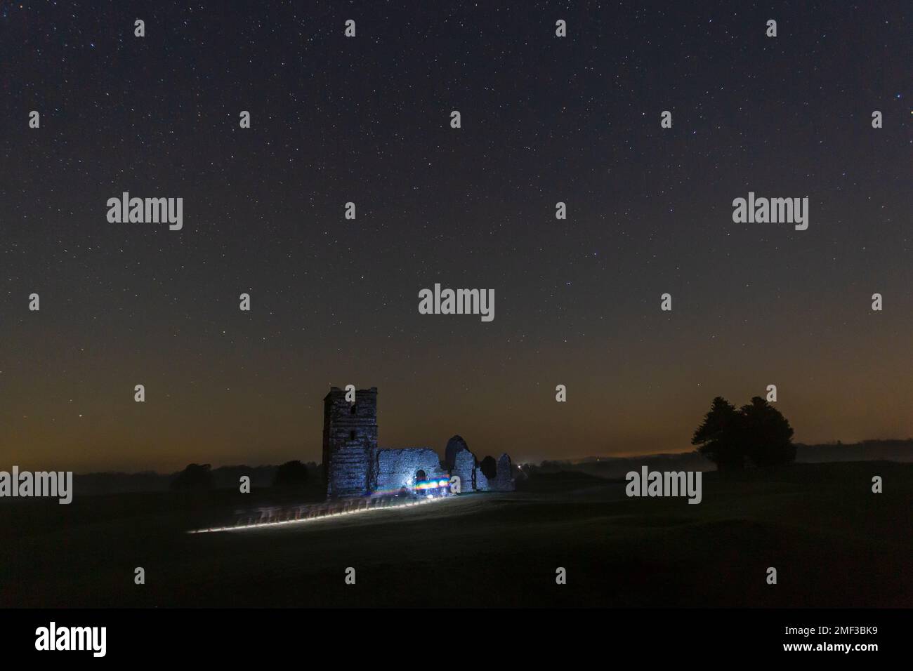 Knowlton Church, Nr Wimborne, Dorset UK. 24th January 2023. UK weather Stars in the night sky