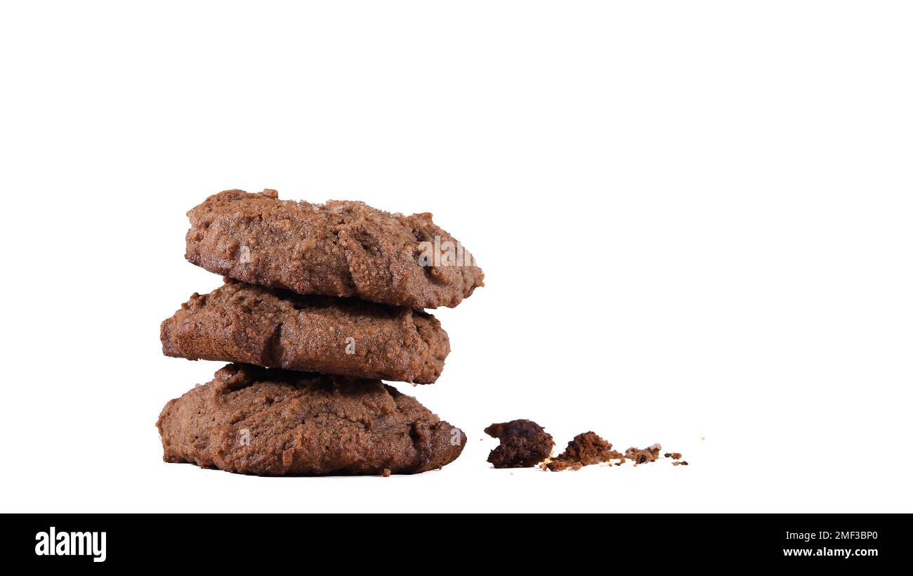 Chocolate cookies isolated on white background with copy space Stock ...