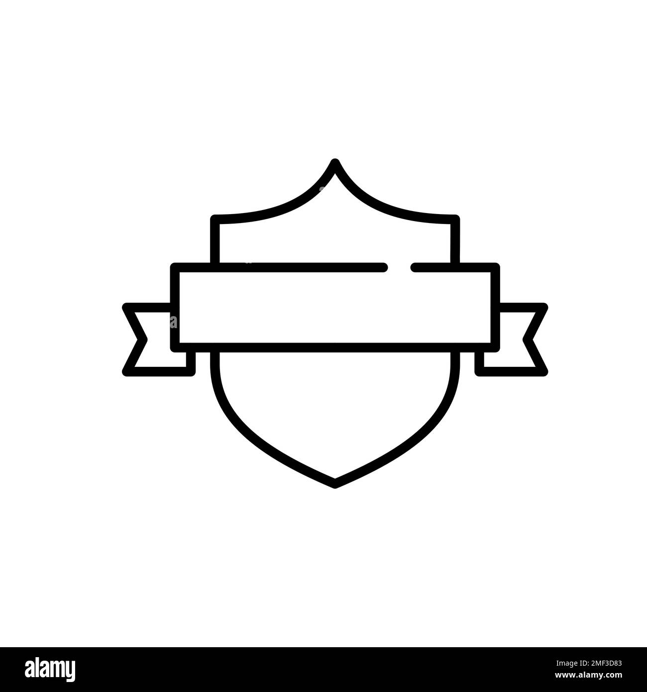 Shield with banner. Pixel perfect, editable stroke icon Stock Vector