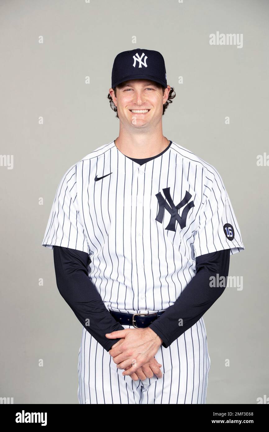 This is a 2021 photo of Gerrit Cole of the New York Yankees baseball team.  This image reflects the New York Yankees active roster as of Wednesday,  Feb. 24, 2021 when this