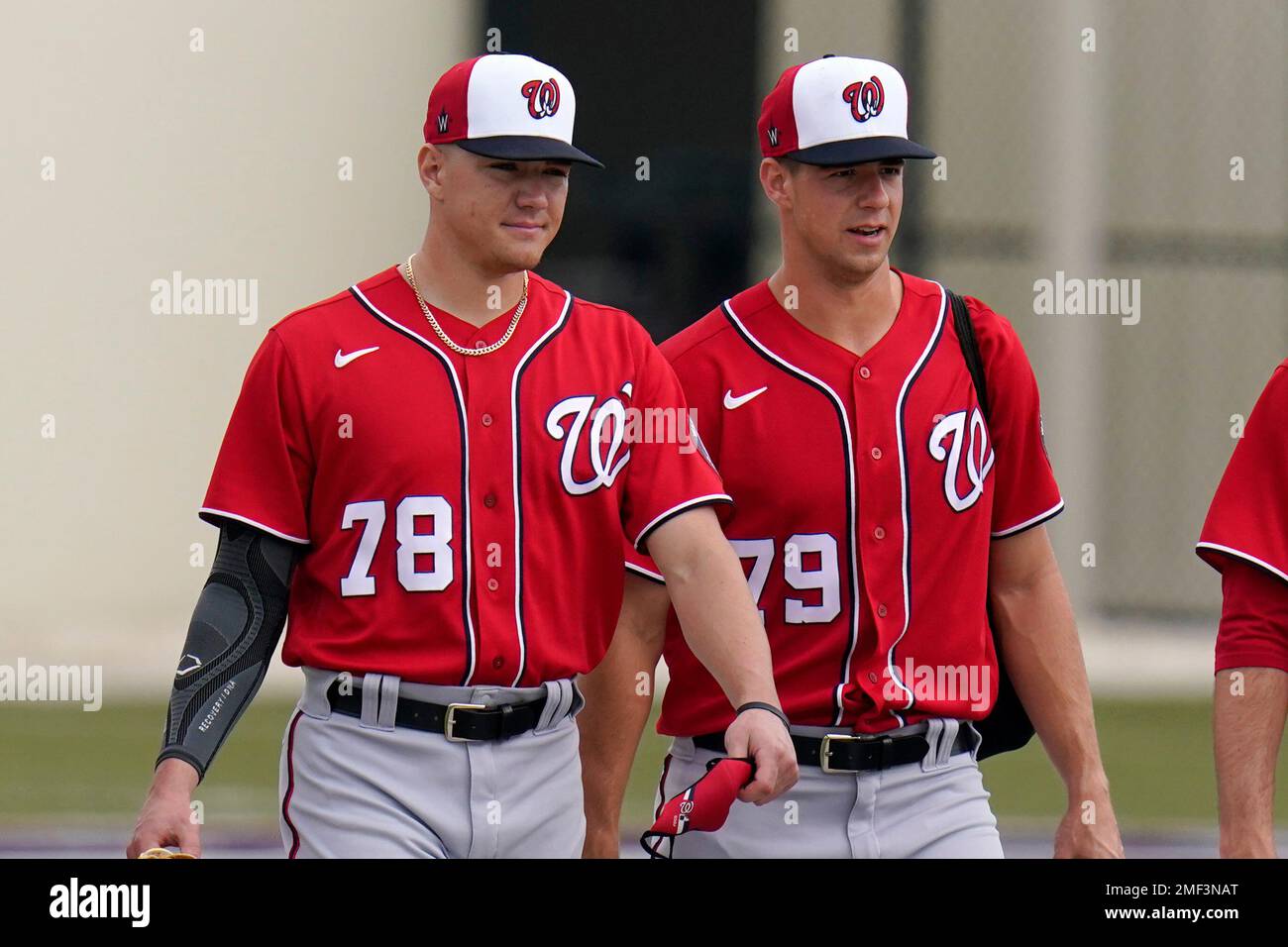 Washington Nationals pitchers Cade Cavalli (78) and Jackson Rutledge ...