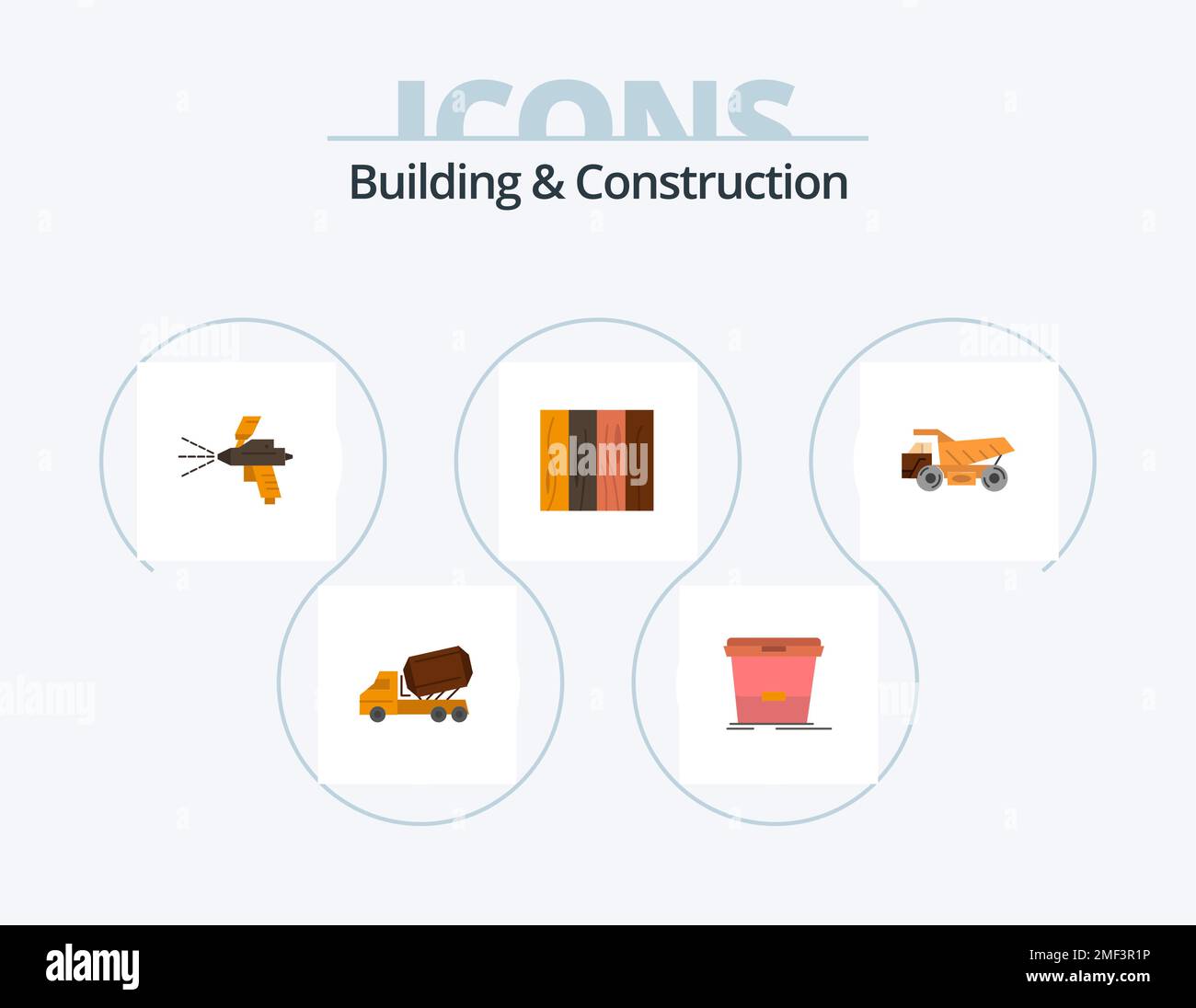 Building And Construction Flat Icon Pack 5 Icon Design. wood. interior