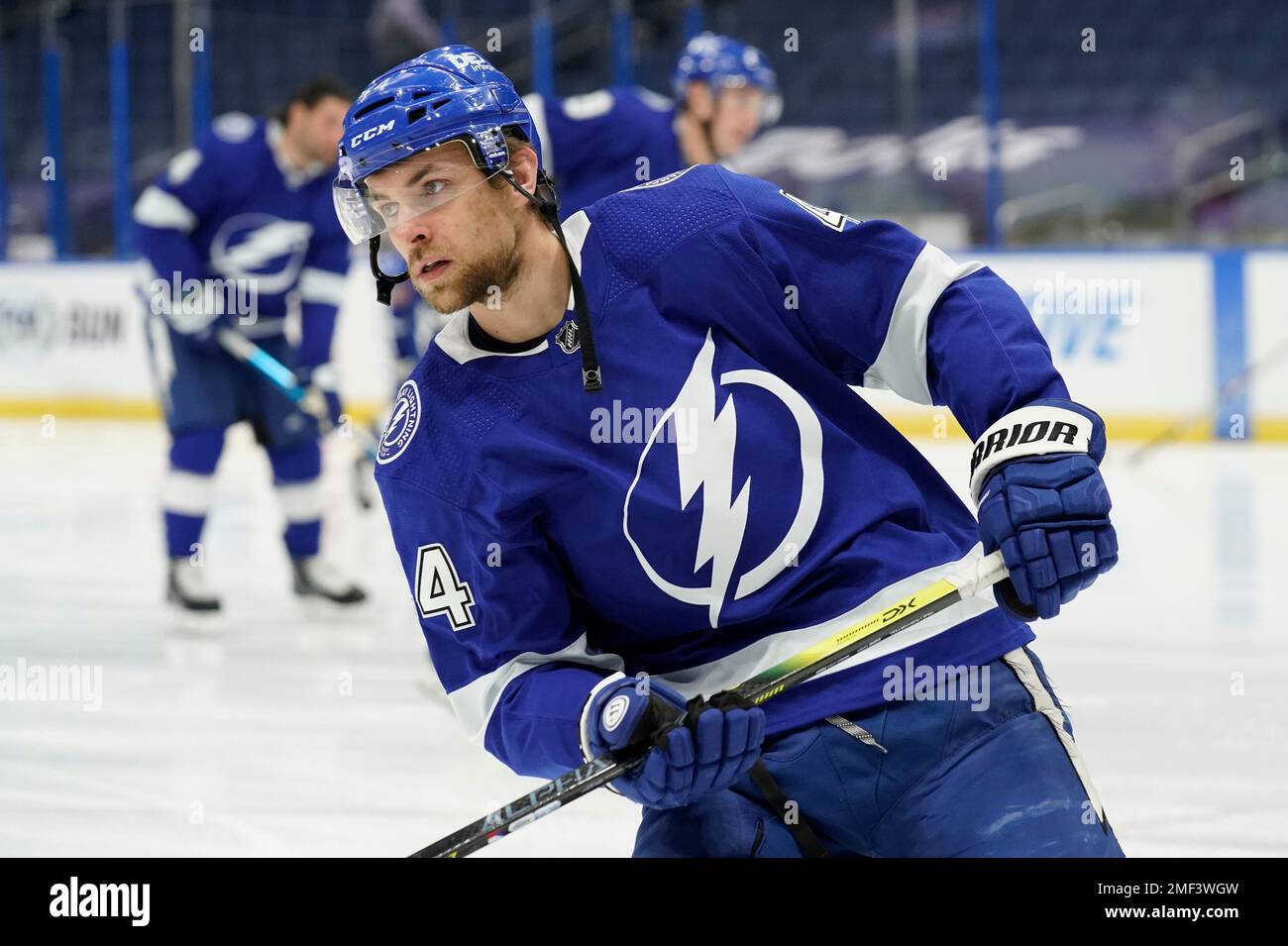 Tampa Bay Lightning defenseman Jan Rutta (44) before an NHL hockey game