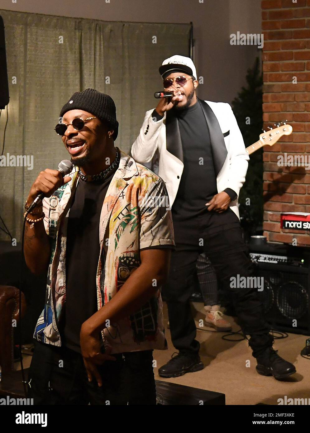 Park City, USA. 23rd Jan, 2023. Tutweezy and Al Kapone onstage during the  2023 Sundance Film Festival special screening of 'Jacir' at the Music Lodge  on January 23, 2023 in Park City,