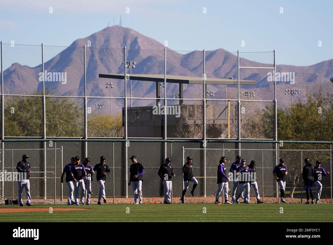 Colorado Rockies C.J. Cron trains during the team's spring training  baseball workout in Scottsdale, Ariz., Wednesday, Feb. 24, 2021. (AP  Photo/Jae C. Hong Stock Photo - Alamy