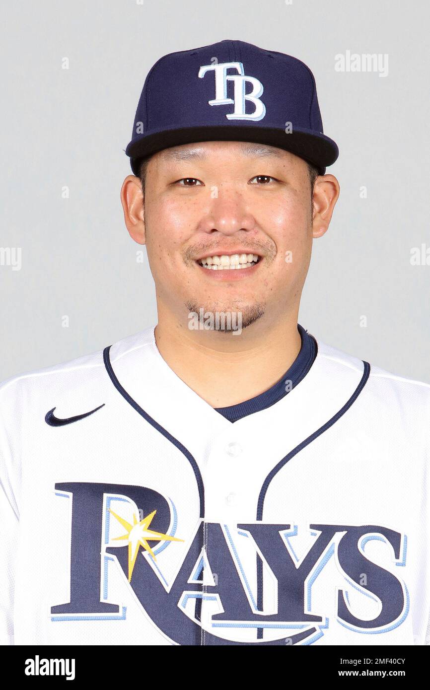 This is a 2021 photo of Yoshi Tsutsugo of the Tampa Bay Rays baseball team. This image reflects