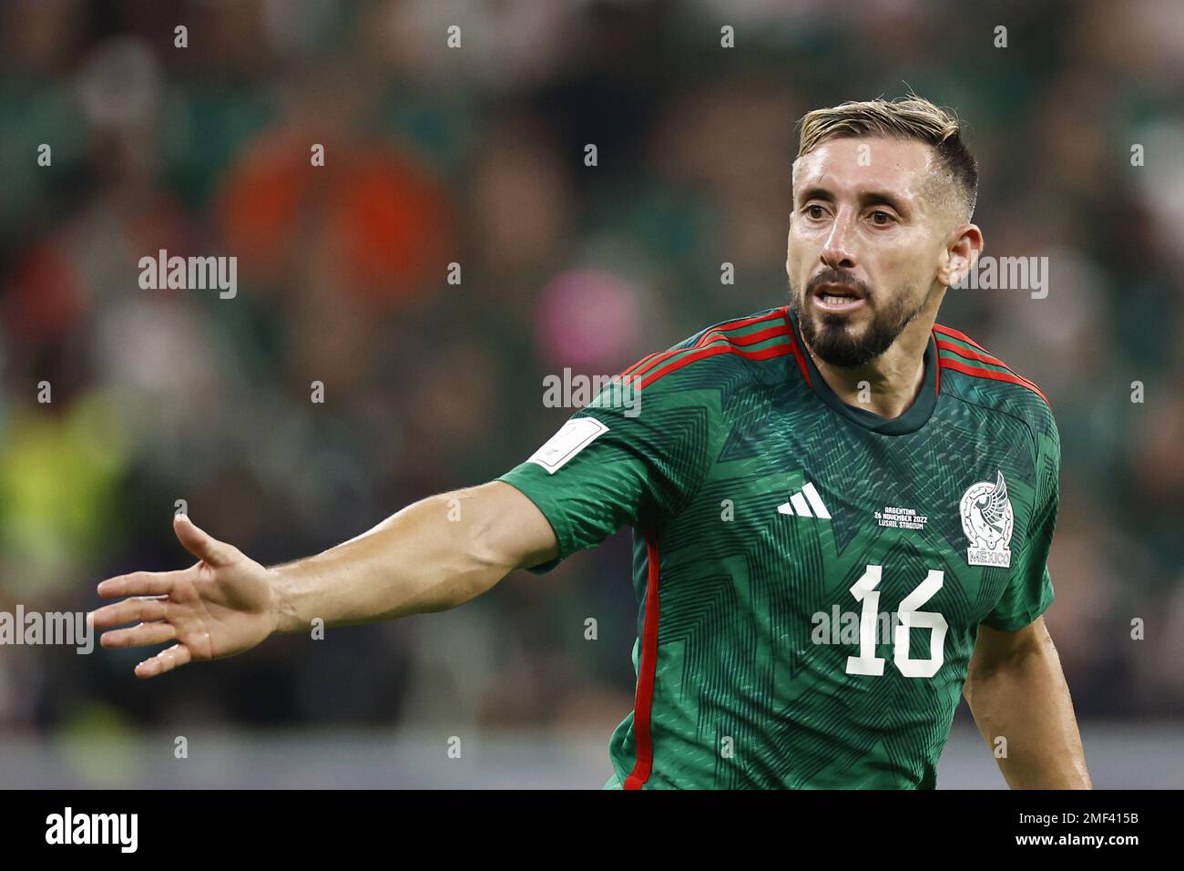 LUSAIL CITY - Hector Herrera of Mexico during the FIFA World Cup Qatar 2022 group C match between Argentina and Mexico at Lusail Stadium on November 26, 2022 in Lusail City, Qatar. AP | Dutch Height | MAURICE OF STONE Stock Photo