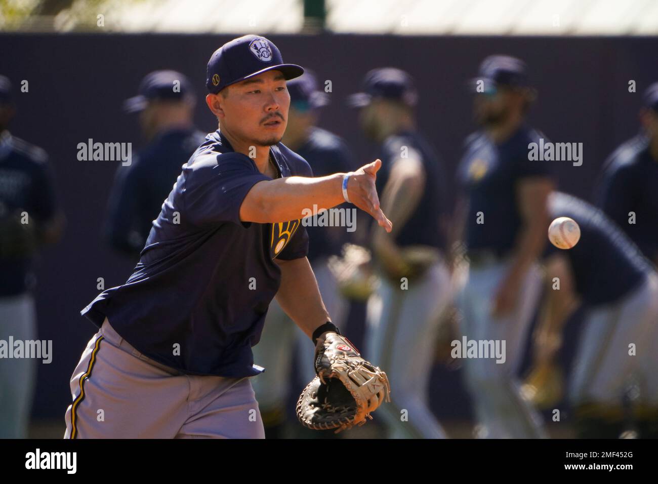 Milwaukee Brewers' Keston Hiura during the second inning of a baseball game  against the Arizona Diamondbacks Saturday, Aug. 24, 2019, in Milwaukee. (AP  Photo/Aaron Gash Stock Photo - Alamy