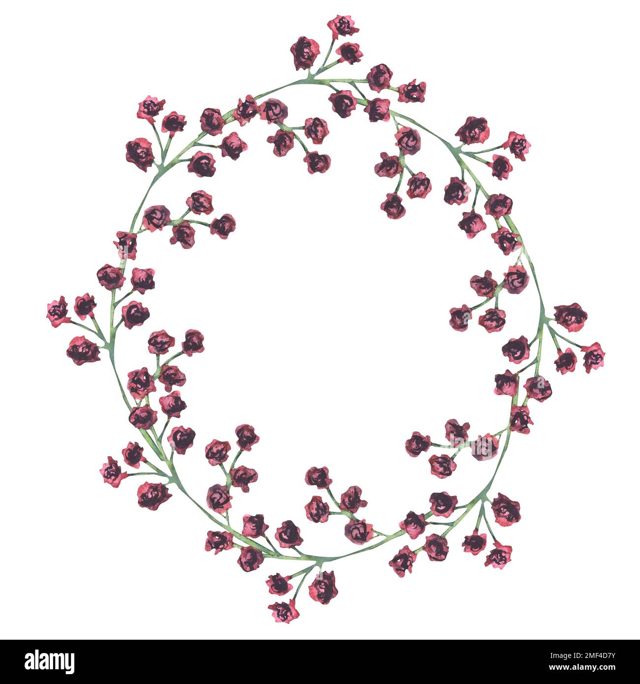 Watercolor floral wreath isolated on white background. Natural hand ...