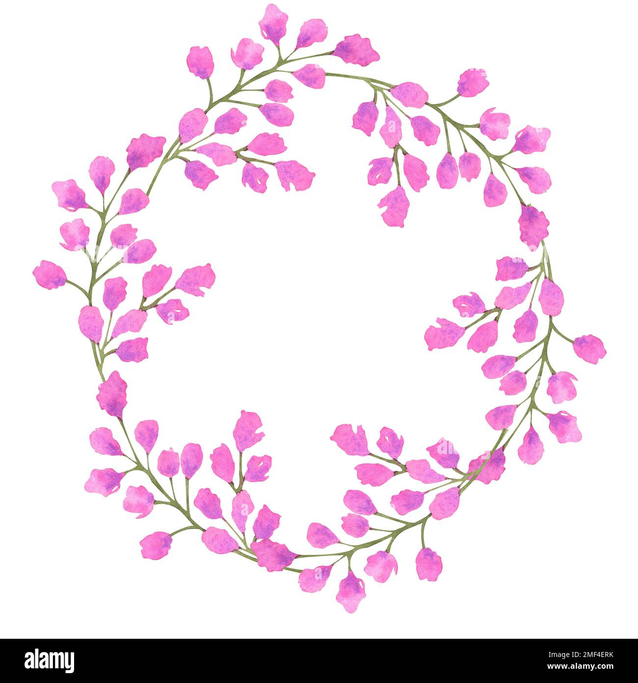 Watercolor floral wreath isolated on white background. Natural hand ...