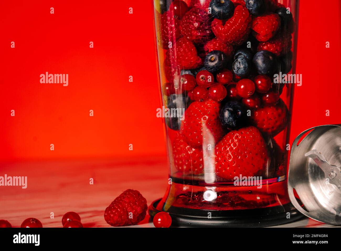 Fruit in a blender, mixer. Fruit cocktail and healthy food and drinks