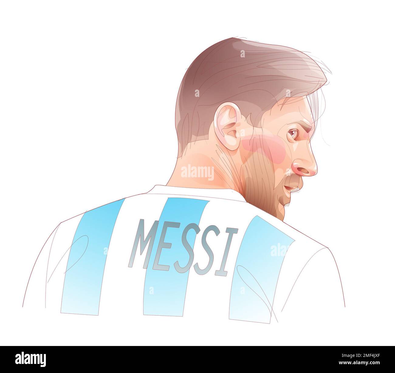 Illustration of soccer player Lionel Messi. With the shirt of the ...